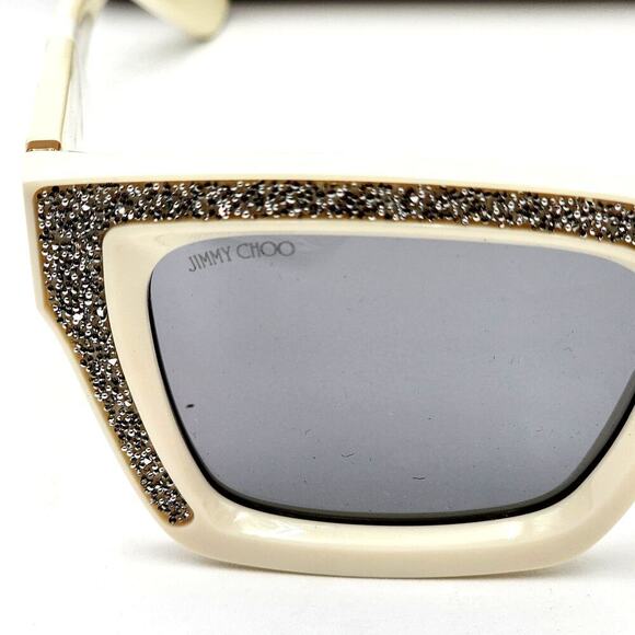 Jimmy Choo 51MM Embellished White/Ivory Rectangle Sunglasses - Picture 3 of 13